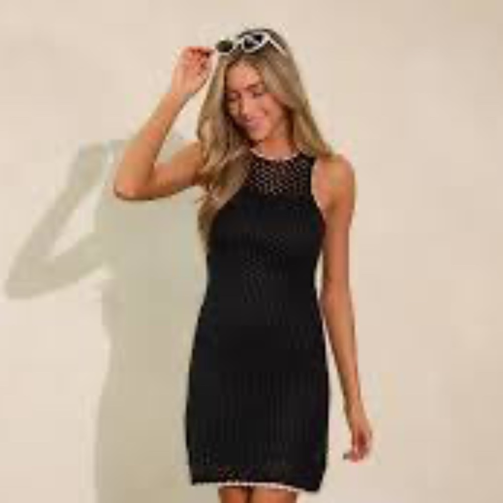 MINKPINK NWT Black  'Gayla' Crochet Mini Tank Dress
